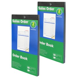 Sales Order Book 2-Part Carbonless Form White Canary 4-3/16x7-3/16 Inches 50 Sets per Book Ideal for Keeping Proper Records of Orders and Sales (2Packs)