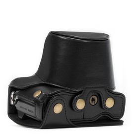 MegaGear "Ever Ready" Protective Leather Camera Case, Bag for Olympus OM-D E-M10 with 14-42mm (Black)