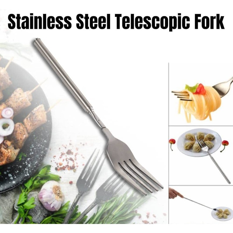 Stainless Steel Retractable Extendable Fork - 64cm to 25.4inch, Perfect