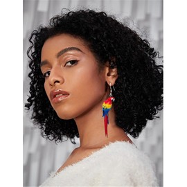 MALOYANVE Acrylic Bird Earrings for Women Novelty Colorful Elegant Long-tailed Parakeet Parrot Hummingbird Eagle Dangle Drop Animal Earrings Jewelry Gifts (Parrot 2)