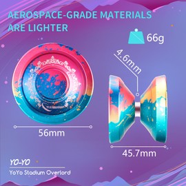 WATIEOBOO Yoyo Professional, Metal Yo-Yos for Kids Adults Beginners, Higher Stability, More Powerful, Stable Performance Pro Tricks Yoyo with Glove and 10 Yoyos Strings(Blue&Yellow&Red)