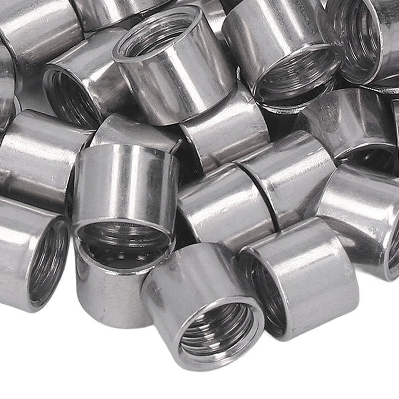 50Pcs M8 Female Thread Coupling Nut Rugged Stainless Steel Maintenance