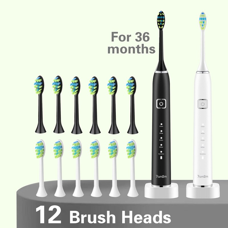 7am2m Electric Toothbrush 2 Pack Set for Kids and Adults,