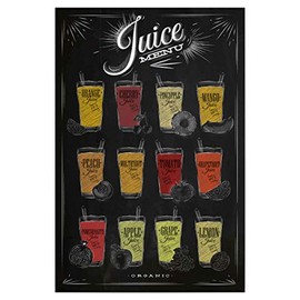 'Poster Artboxone Juice Menu Chalk by Artist Anna Kozlenko, White, 45X30 cm