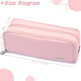 Vocuer Large Capacity Special Aesthetic Pencil Case Organizer with 3 Compartments, Big Preppy School Pencil Pouch Bag for Girls Women Adults, Pencil Holder Pen Pouch Cases (Pink 1)