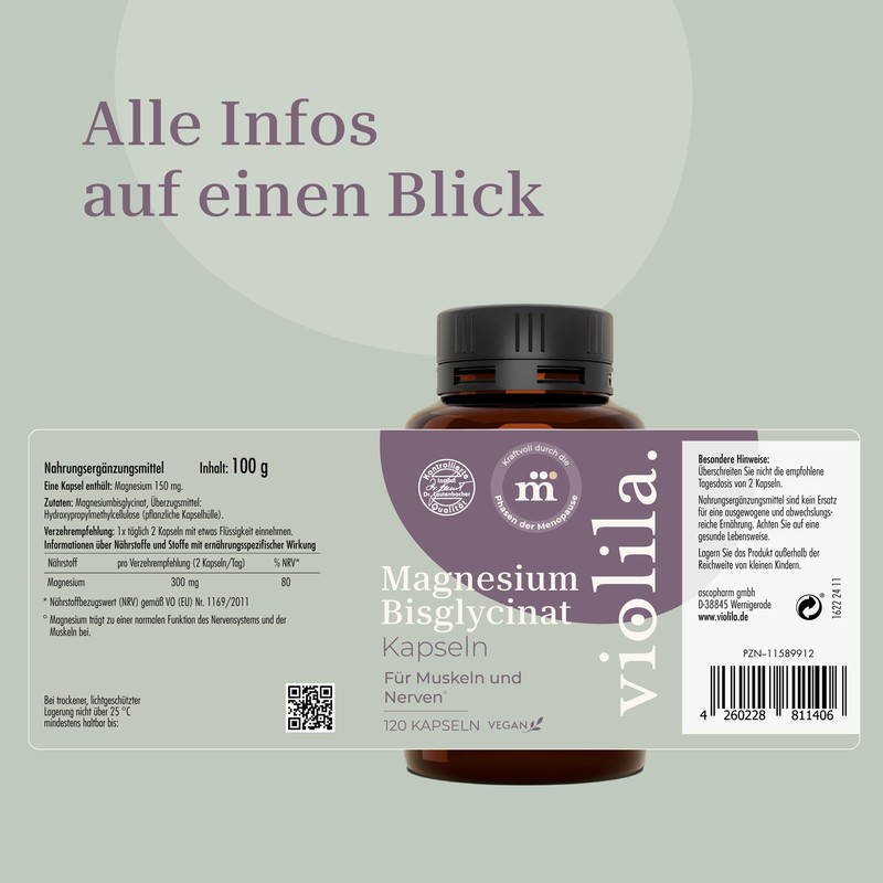 violila. Magnesium Bisglycinate Capsules | 300 mg Magnesium per Daily