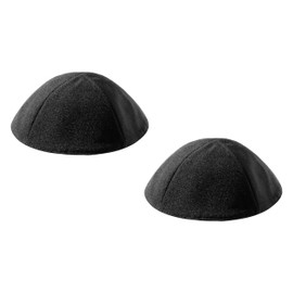 iKIPPAH 2-Pack Terylene 4-Part Yarmulke with Rim (Sizes 3-9), Black, 4