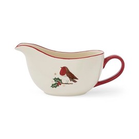 Cooksmart Christmas Robins Retreat Stoneware Gravy Boat