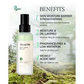 About Me SOOP Calming Aqua Mist – Korean 80.4% Jeju Cypress Water 2-Layer Face Spray for All Skin Types – Daily pH Balancing Mist with Centella & Tea Tree – Korean Skin Care – 4.23oz, 125ml