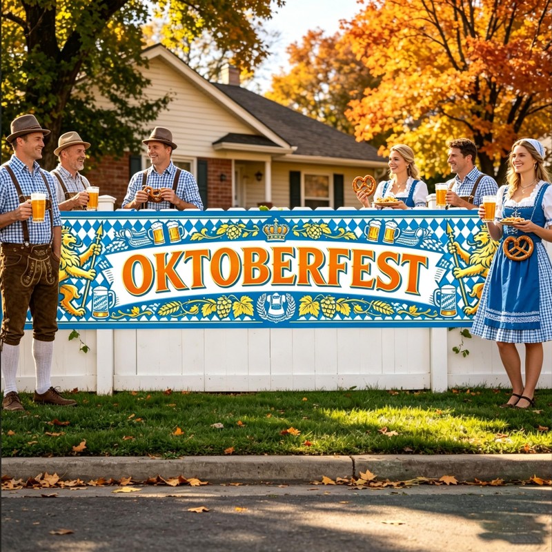 Oktoberfest Fence Banner, 8.2×1.6ft Large Bavarian Oktoberfest Banner