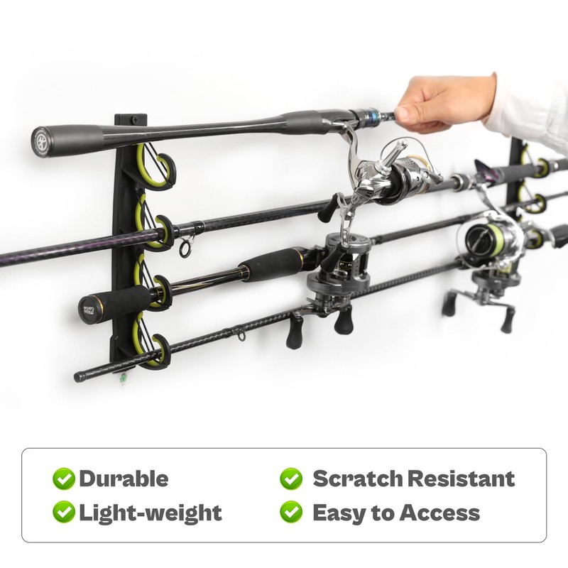 Fishing Rod Rack for Garage/Vehicle, Horizontal or Ceiling Wall Mounted