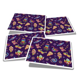 Vinyl Rectangle Stickers (Set of 4) 10cm - Retro 8-bit Gaming Gamer Icons for Laptops, Tablets, Luggage, Scrap Booking, Fridges #170020