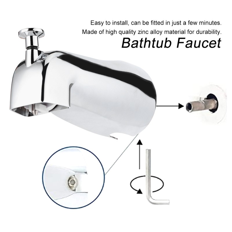 Wall Mounted Electroplate Bathtub Faucet Concealed Tub Spout with Pull