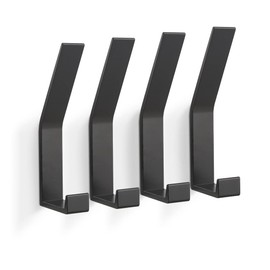 Coat Rack Hooks Wall Mounted, Black 4Packs, KYOEON Bath Towel Rope Hooks for Kitchen, Door, Cabinet, Bathroom, Foyers, Hallways, and Bedrooms