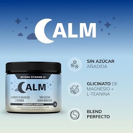 C ALM Glicinato de Magnesio + L-Teanina (Beyond Vitamins) | 400 mg de Magnesio y 100 mg de L-Teanina por Scoop | Super Calm Bebida Funcional Sabor Mar