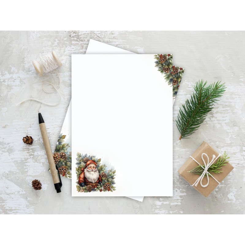 Christmas Letter Paper / Envelope Set with Santa Claus Printed