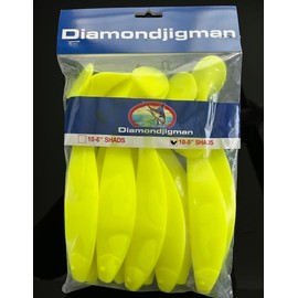 Diamond Jig Man Paddle Tail Shads (White) - 6" Soft Plastic Lure - 1 Piece