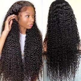 MsSunlight 26 Inch Water Wave Lace Front Wigs Human Hair 13x4 HD Lace Front Wigs Human Hair Pre Plucked 180% Density Deep Curly Human Hair Wig Wet And Wavy Glueless Wigs Human Hair