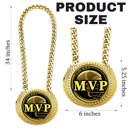 Goutoports MVP Chain - Greatest of All Time Turnover Chain - 6" Big Gold Awards Medal Ice Hockey Sports Achievements MVP Athlete Prize - Fantasy League Championships Gift Champions Events