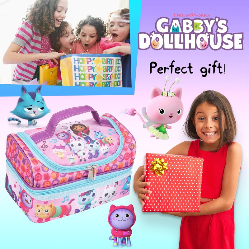 Gabby's Dollhouse - Lunch Bag for Kids - Multi-Compartment Snack