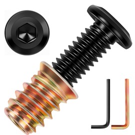 25 Sets Wood Inserts & Bolts Assortment Kit for Furniture, 1/4-20 x 1 Screw-in Nuts and 1/4-20 x 1-1/2" Furniture Threaded Bolts with 2 PCS Hex Drive Wrench Included