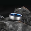 King Will 7mm Silver and Blue Domed Tungsten Carbide Wedding