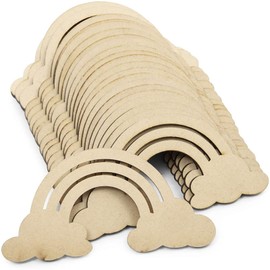 Bright Creations Unfinished Wood Cutouts for Crafts, Rainbow Clouds (4.5 x 2.2 in, 24 Pieces)