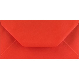 DL Coloured Envelopes for Greeting Cards Wedding Invitations & Crafts (110x220mm) Pack of 100 (Poppy Red)