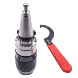 BestParts 1/32" - 1/2" Integrated Self-Tightening Keyless Drill Chuck Tool Holder with BT30 Integral Shank, included 1pc Spanner Wrench APU13 and 1pc BT30 Pull Stud, Workholding For CNC Milling Lathe