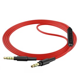 Geekria Cable de audio de repuesto para auriculares Sony WH-XB900N, WH-CH700N, WH-1000XM2, MDR-XB950BT, XB950N1, XB950B1, XB650BT (cable estéreo de 3,5 mm con micrófono y control de volumen, color rojo