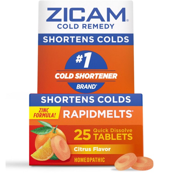 Zicam Cold Remedy Zinc Rapidmelts, Citrus Flavor, 25 Count (Pack