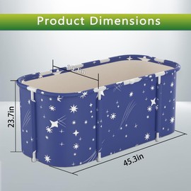 Portable Bathtub For Shower Stall, Large 47 inch Foldable Soaking Bathing Tub for Adults, Separate Family Bathroom Japanese SPA Collapsible Tub, Ideal for Hot Bath Ice Bath