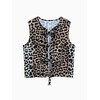Floerns Women's Leopard Print Sleeveless Jacket Vests Cheetah Tie Up