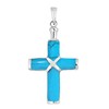 AeraVida Christian Cross Simulated Blue Turquoise Inlay .925 Sterling Silver