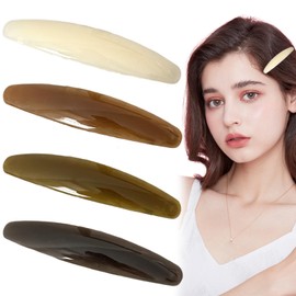 4 PCS Retro Acetate Hair Clips Large Hairclip Flat Hair Clasp Clip Side Hairclips Metal Anti Slip Hairclips Spring-Loaded Hair Accessories for Women Girls for Thin & Thick Hair