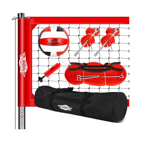 PLAYAPUT PLAYAPUT Outdoor Professional Volleyball Net System, Aluminum Poles with