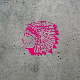 Decal Stickers of Indian Chief Skull with Tomahawk (Pink) (Set of 2) Premium Waterproof Vinyl Decal Stickers for Laptop Phone Accessory Helmet Car Window Mug Tuber Cup Door -ANDstic540746PI040522