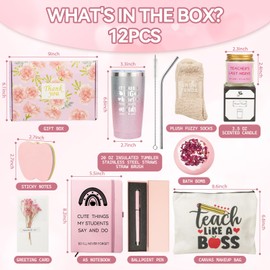 Best Teacher Appreciation Gifts for Women, Heartfelt Thank You Gifts from Students, Back to School, End of Year, Birthday, Christmas Gift Ready,20oz Insulated Tumbler Set with Straw