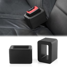 Amiss 2PCS Seat Belt Buckle Holder, Universal Silicone Rear Seat Belt Booster & Fixer for Easy Access, Keeping Receptacle Upright, Car Interior Accessories-Fits Most Cars (Black)