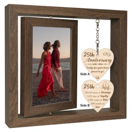 25th Wedding Anniversary Wood Photo Frame Gifts Silver Anniversary for Couple Wife Husband (Display Two 15x10 CM)