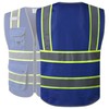 JKSafety 9 Pockets High Visibility Zipper Front MESH Blue Safety