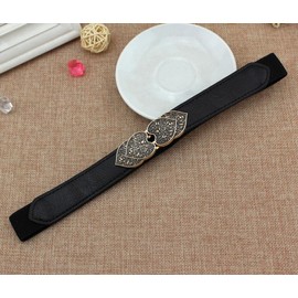 Diyafas Retro Women Skinny Elastic Stretch Belt for Dresses Waistband Thin Belt, Black, One Size