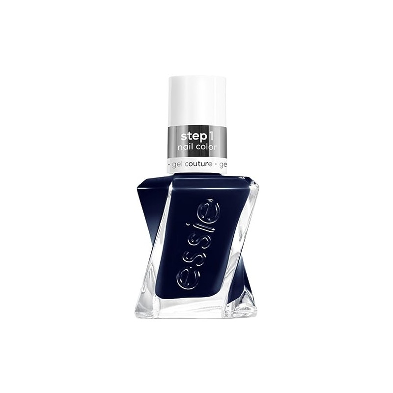 essie gel couture nail polish, caviar bar, navy blue nail