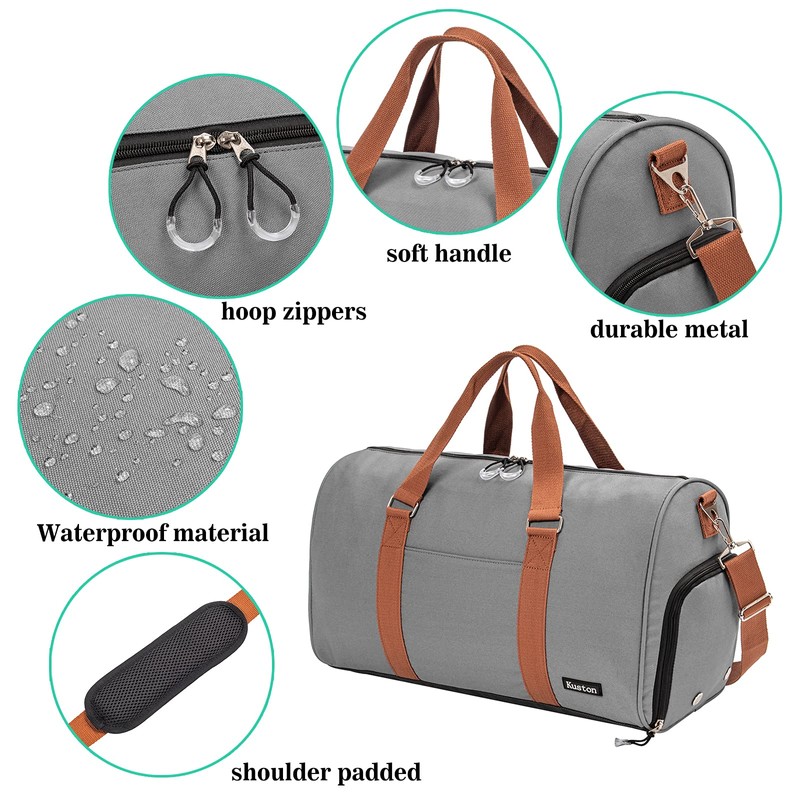 Kuston Sports Gym Bag with Shoe Compartment&Wet Pocket,Travel Duffel bag,Weekend