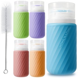 5Pcs Condiment Squeeze Bottles for Sauces, Silicone Salad Dressing Container to go, 2 OZ Sauce Containers for Lunch Box, Condiment Containers with Lids, Leakproof Ketchup Bottles Squeeze for Hot Sauce