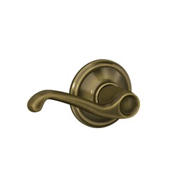 Schlage F10 FLA 609 Flair Door Lever, Hall & Closet Passage Lock, Antique Brass