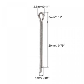sourcing map 304 Stainless Steel Cotter Pins, 1mm x 20mm Hairpin Clip Fastener Fitting for Automotive, Mechanics, Silver Tone, 30Pcs