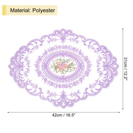 sourcing map Retro Lace Placemat 12x16-in Oval Embroidered Table Place Mats French Crochet Doilies Coasters Cup Mat for Home Wedding, Purple