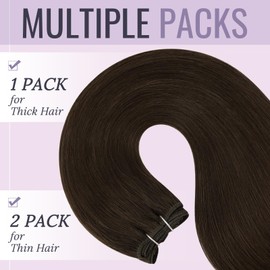 fshine Human Hair Weft Extensions 12inch 80g Weave Hair Bundles Extensions Dark Brown Hair Color 2 Extensions Remy Hair Double Weft Extensions Bundles Hair Sew in Extensions Real Human Hair Straight