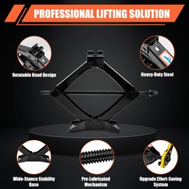 nkpyln 3 Ton (6610 Lbs) Car Jack, Universal Heavy Duty Scissor Jack, Professional Spare Tire Changing Kit with Lug Wrench, Portable Car Emergency Lift Jack Kit for Car, SUV, Sedan, Crossover